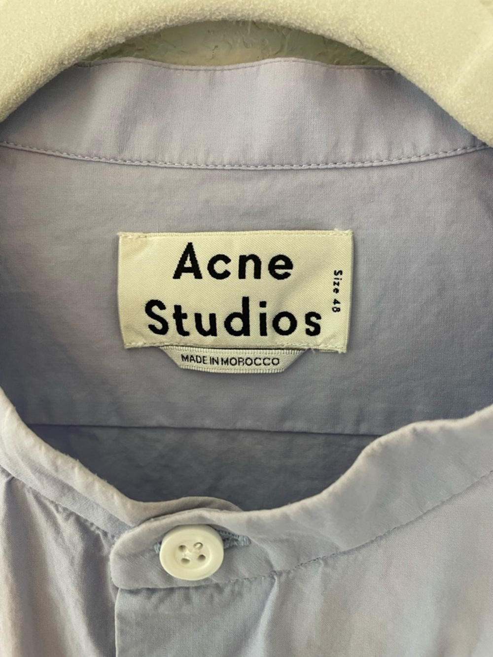 Acne Studios Mens Collarless Button Down Dress Shirt Lilac Size Medium - Picture 5 of 7